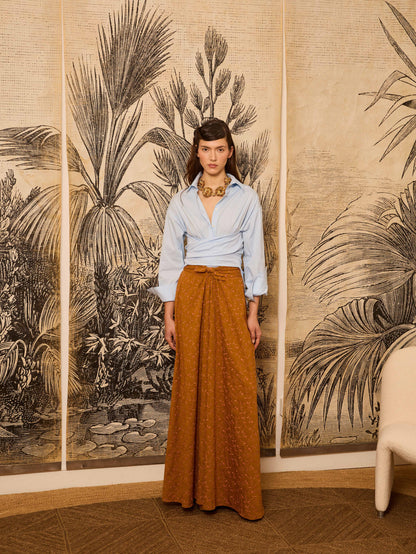 Falda bordada mostaza