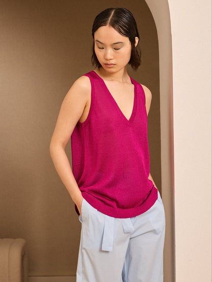 Jersey pico de lurex fucsia