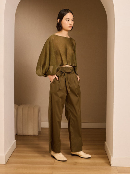 Poncho kaki de lurex