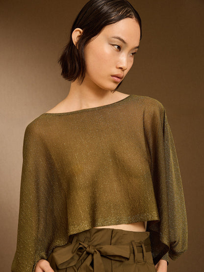 Poncho kaki de lurex