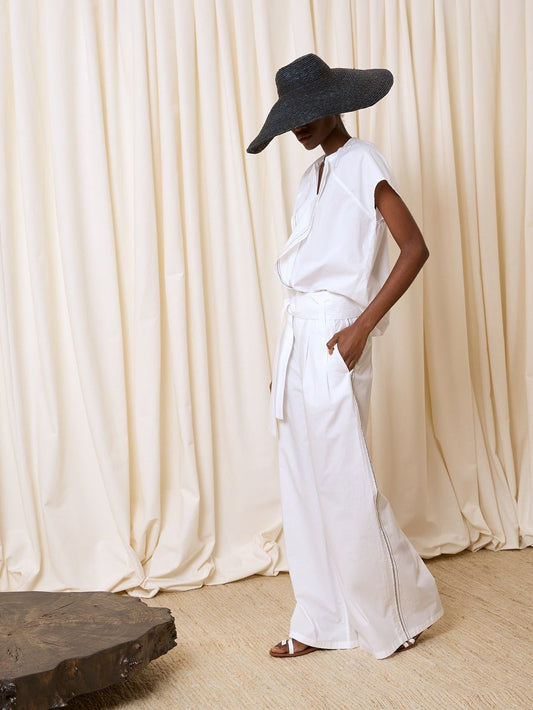 Pantalón de popelín blanco