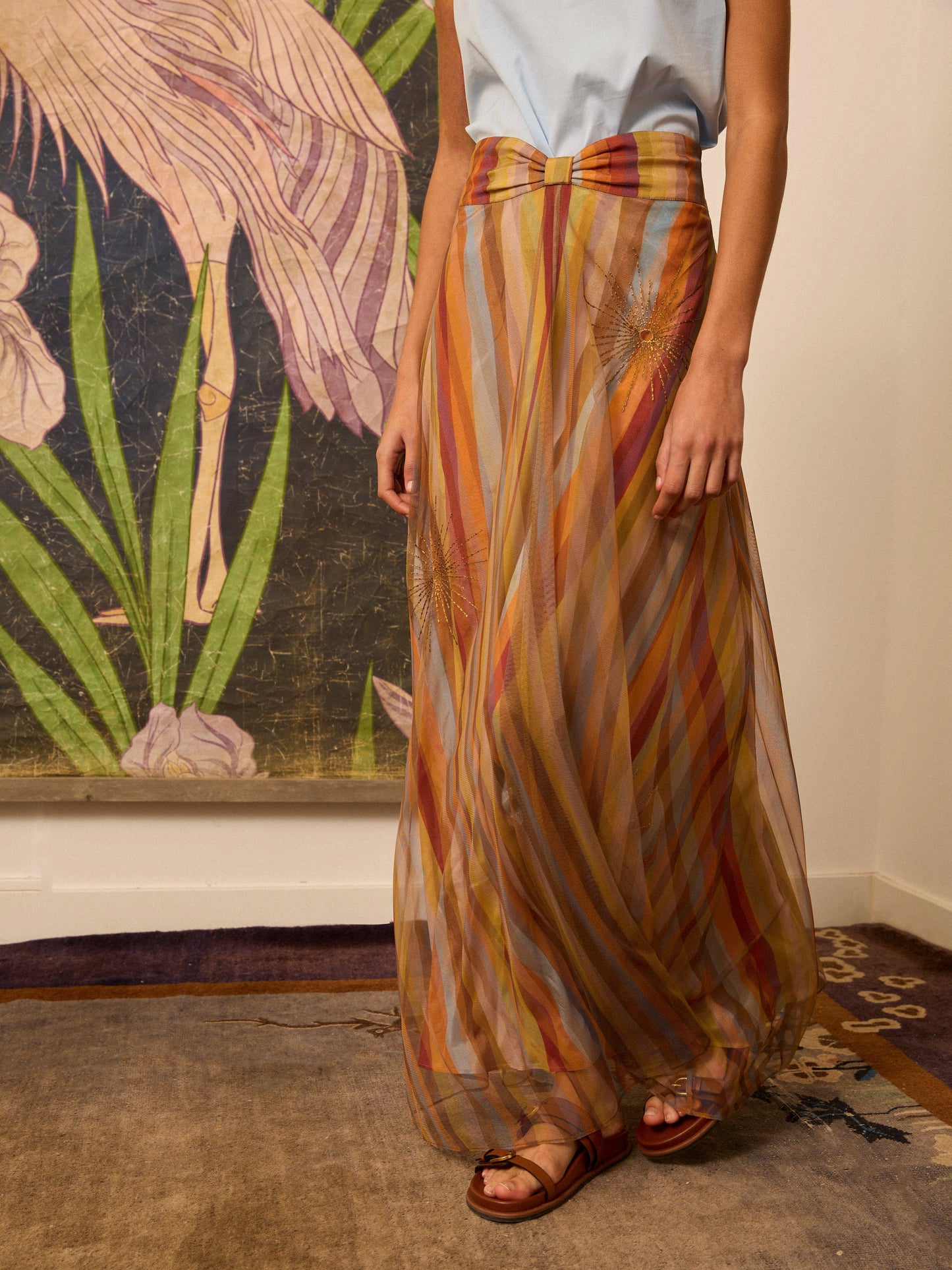 Falda de tul de rayas