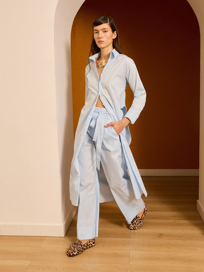 Vestido camisero azul popelín