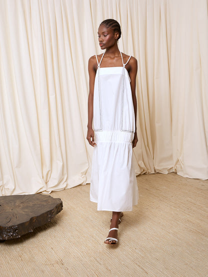Vestido tirantes popelín blanco