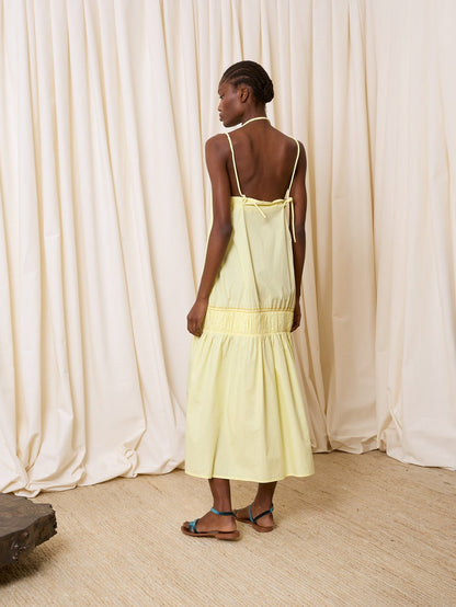 Vestido tirantes popelín amarillo