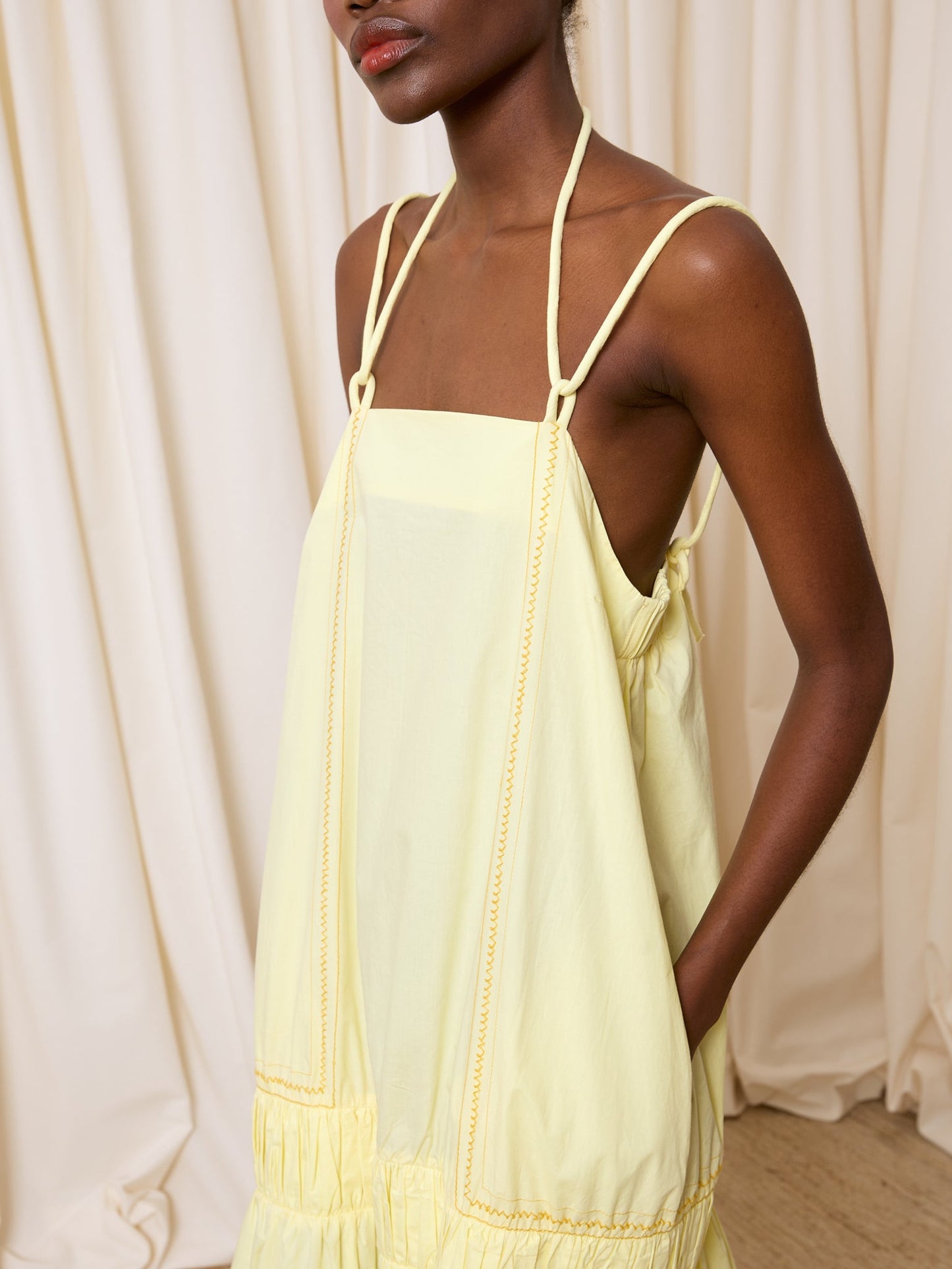 Vestido tirantes popelín amarillo