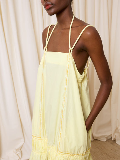 Vestido tirantes popelín amarillo