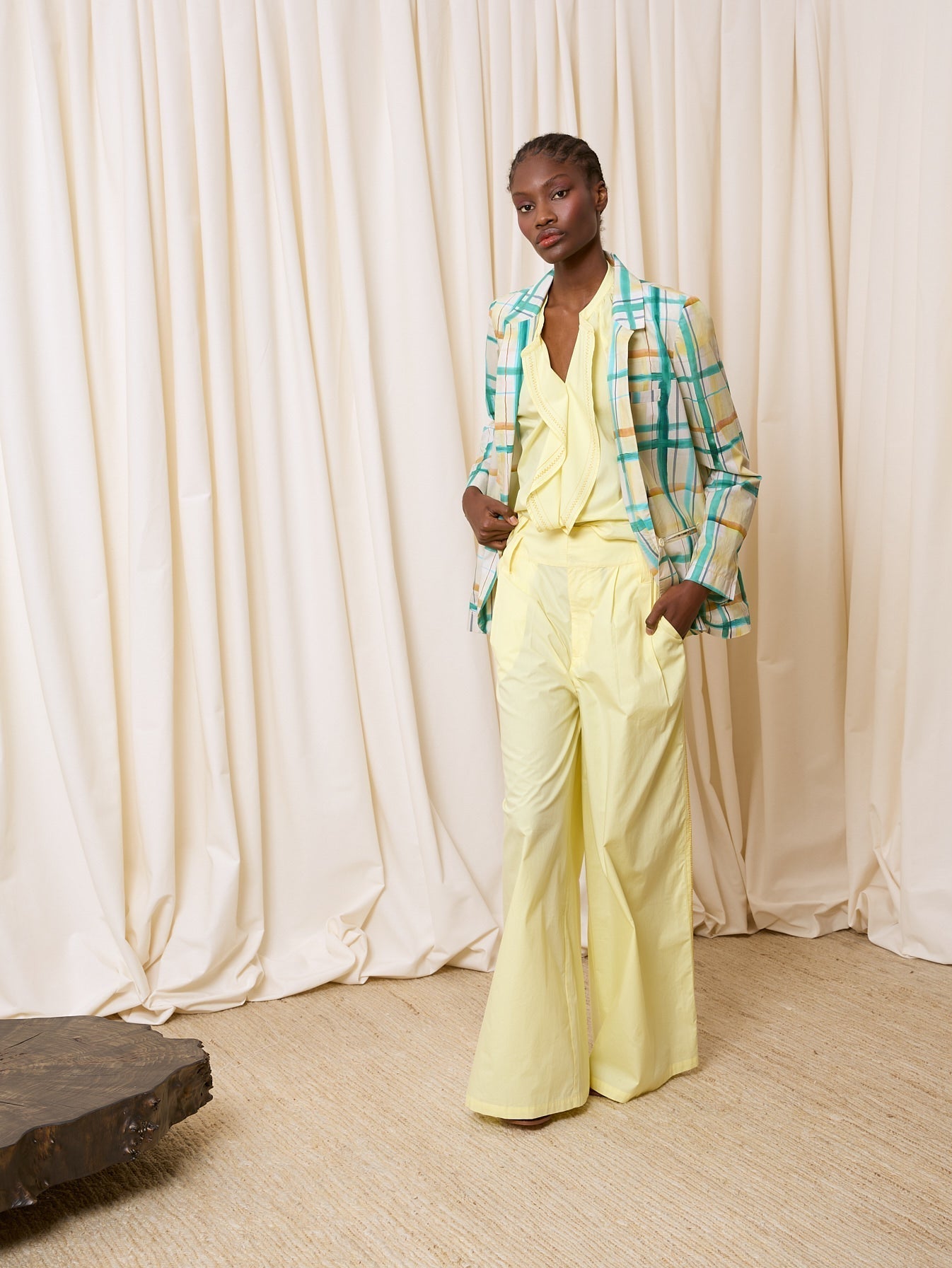Blazer de cuadros amarillo