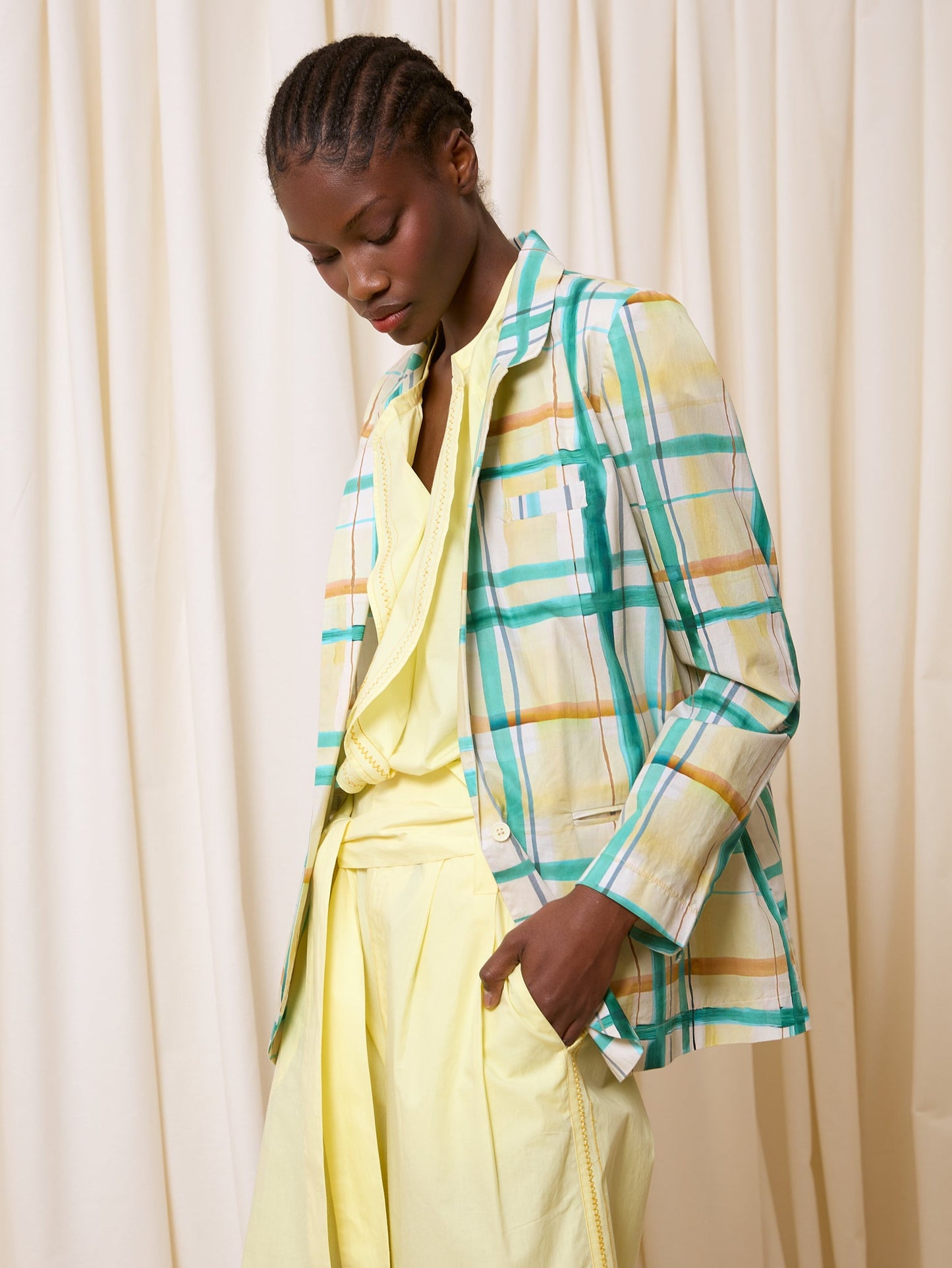 Blazer de cuadros amarillo