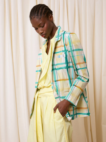Blazer de cuadros amarillo