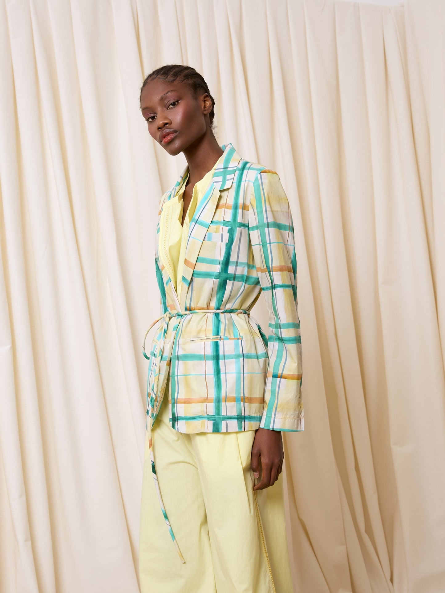 Blazer de cuadros amarillo