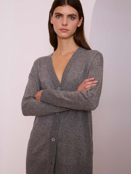 Chaqueta de punto fino gris