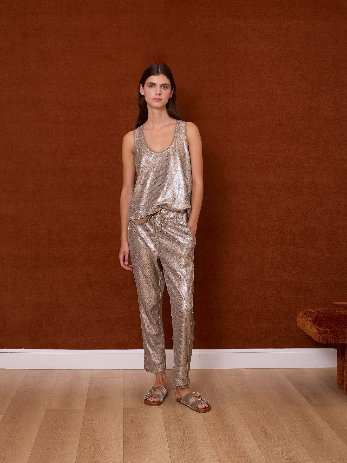 Top de lentejuelas plata vieja