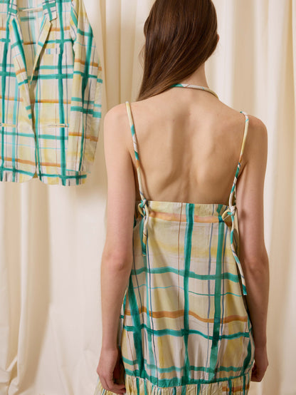 Vestido de tirantes de cuadros amarillo