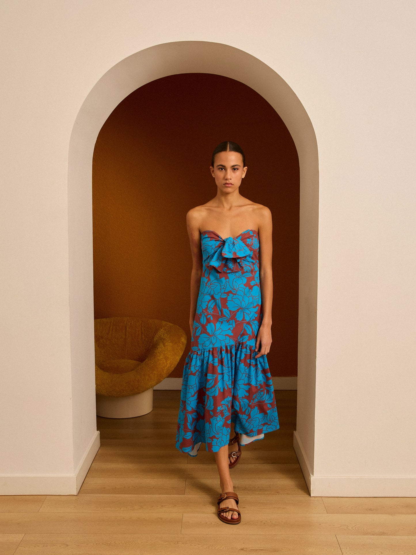 Vestido midi de popelín estampado