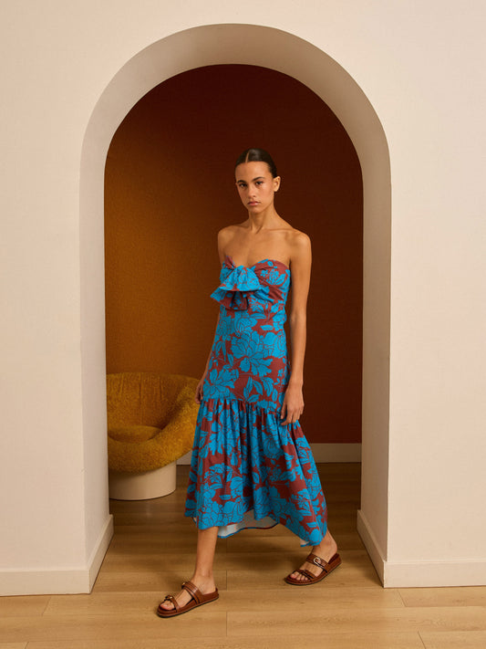 Vestido midi de popelín estampado