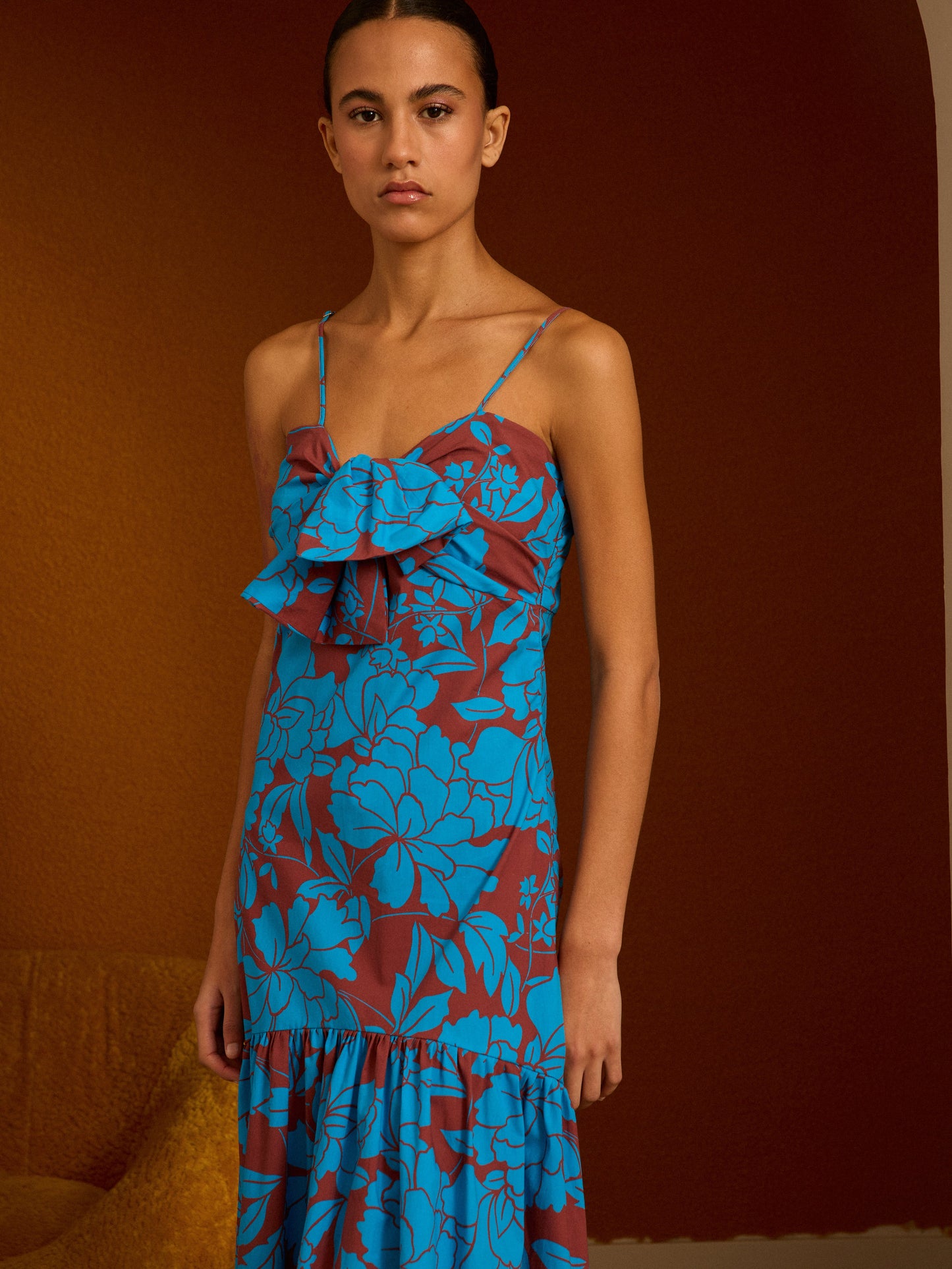 Vestido midi de popelín estampado