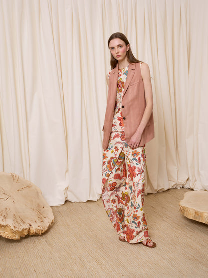 Pantalón pareo flores con lentejuelas