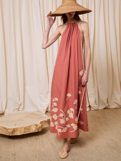 Vestido halter coral