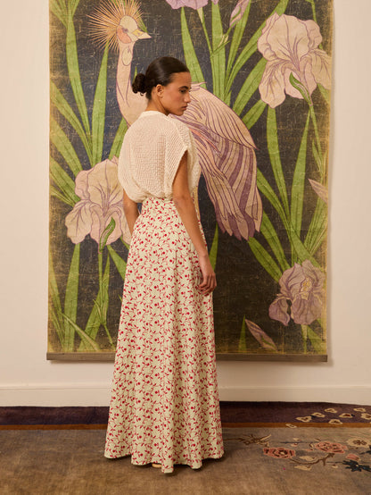 Falda verde agua bordada