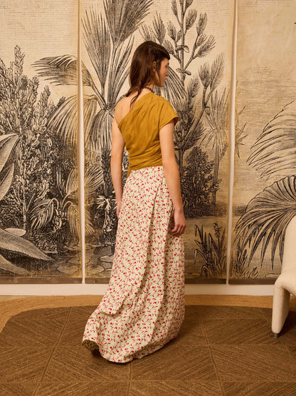 Falda verde agua bordada