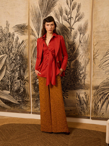 Pantalón mostaza bordado