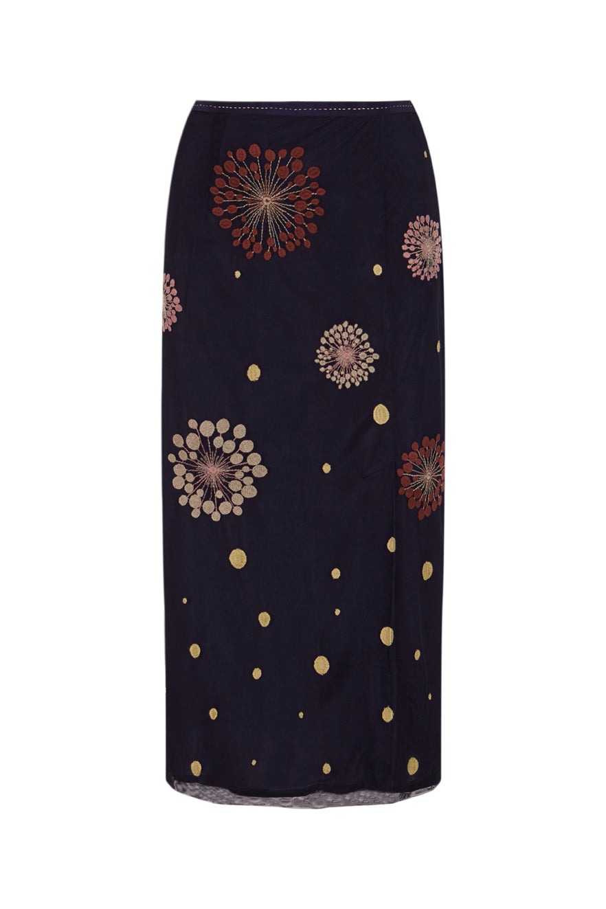 Falda azul midi de tul