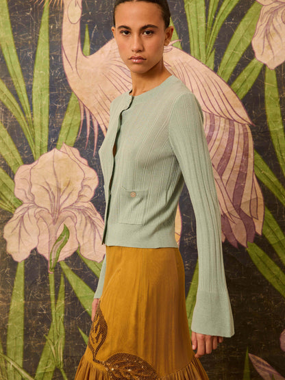 Chaqueta de punto verde agua