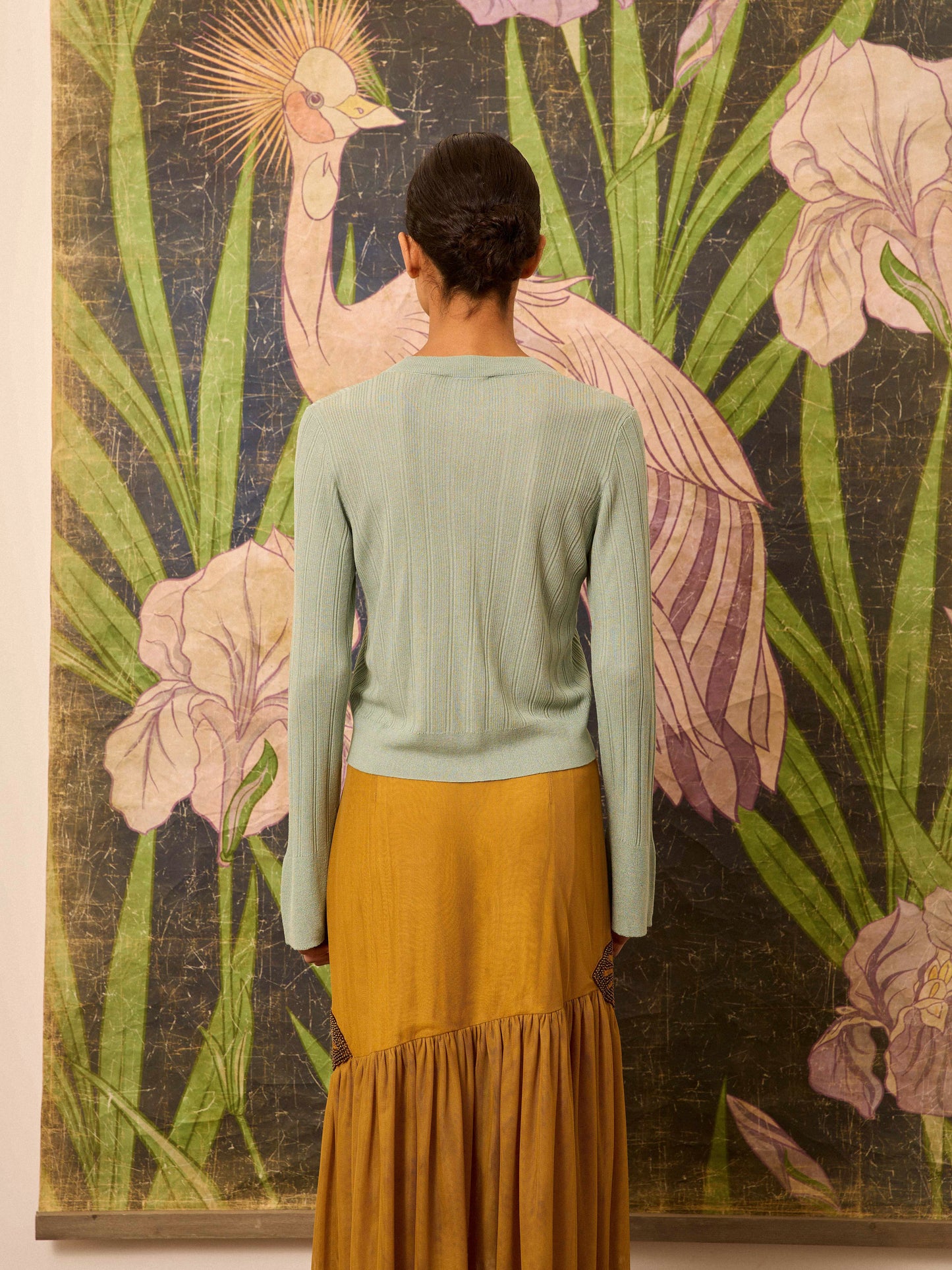 Chaqueta de punto verde agua