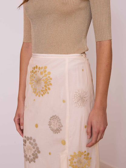 Falda midi de tul marfil