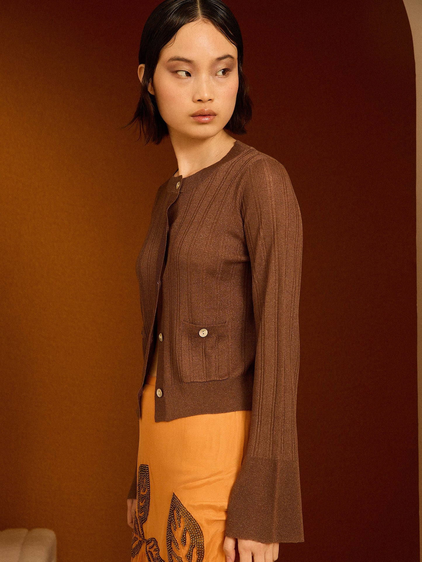 Chaqueta de punto marrón