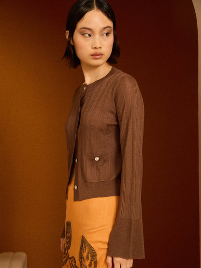 Chaqueta de punto marrón