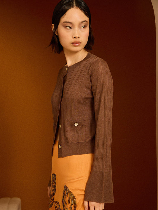 Chaqueta de punto marrón