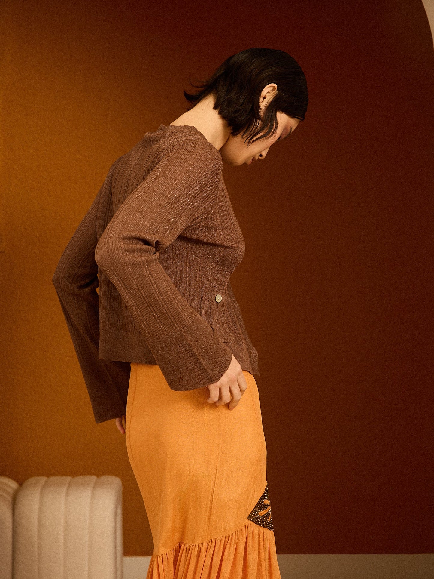 Chaqueta de punto marrón