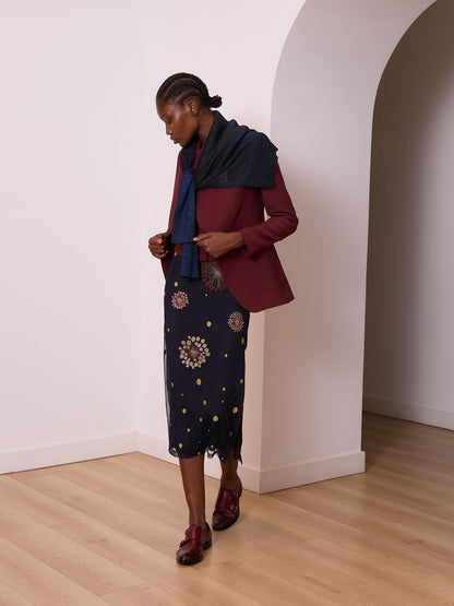 Falda azul midi de tul