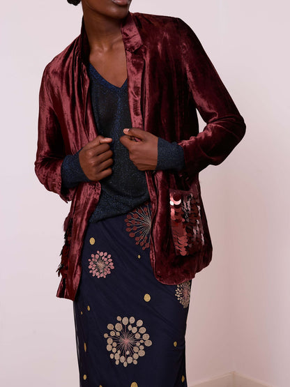 Blazer de terciopelo y lentejuelas marrón