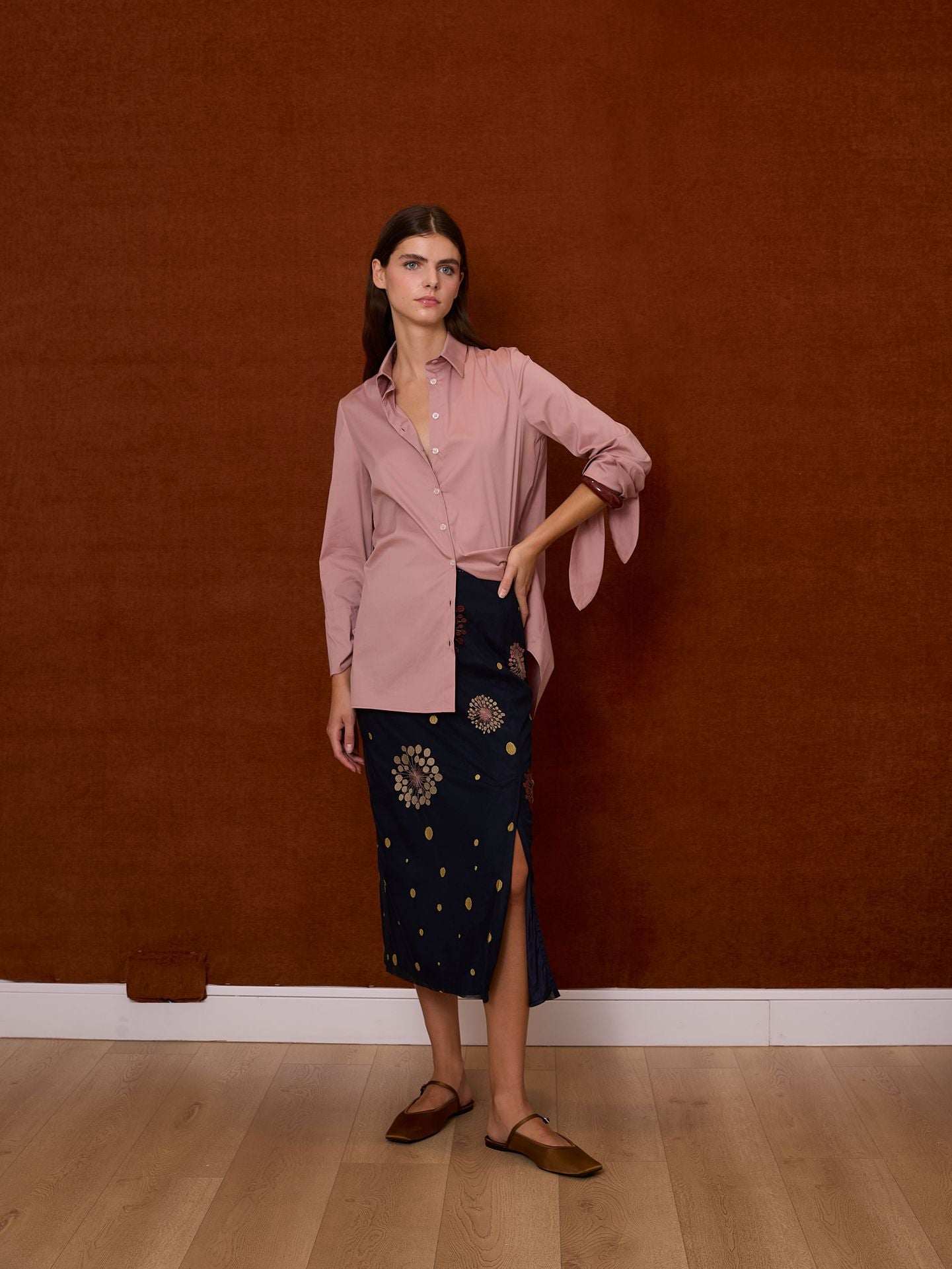 Falda azul midi de tul