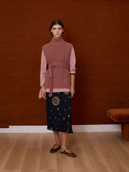 Falda azul midi de tul