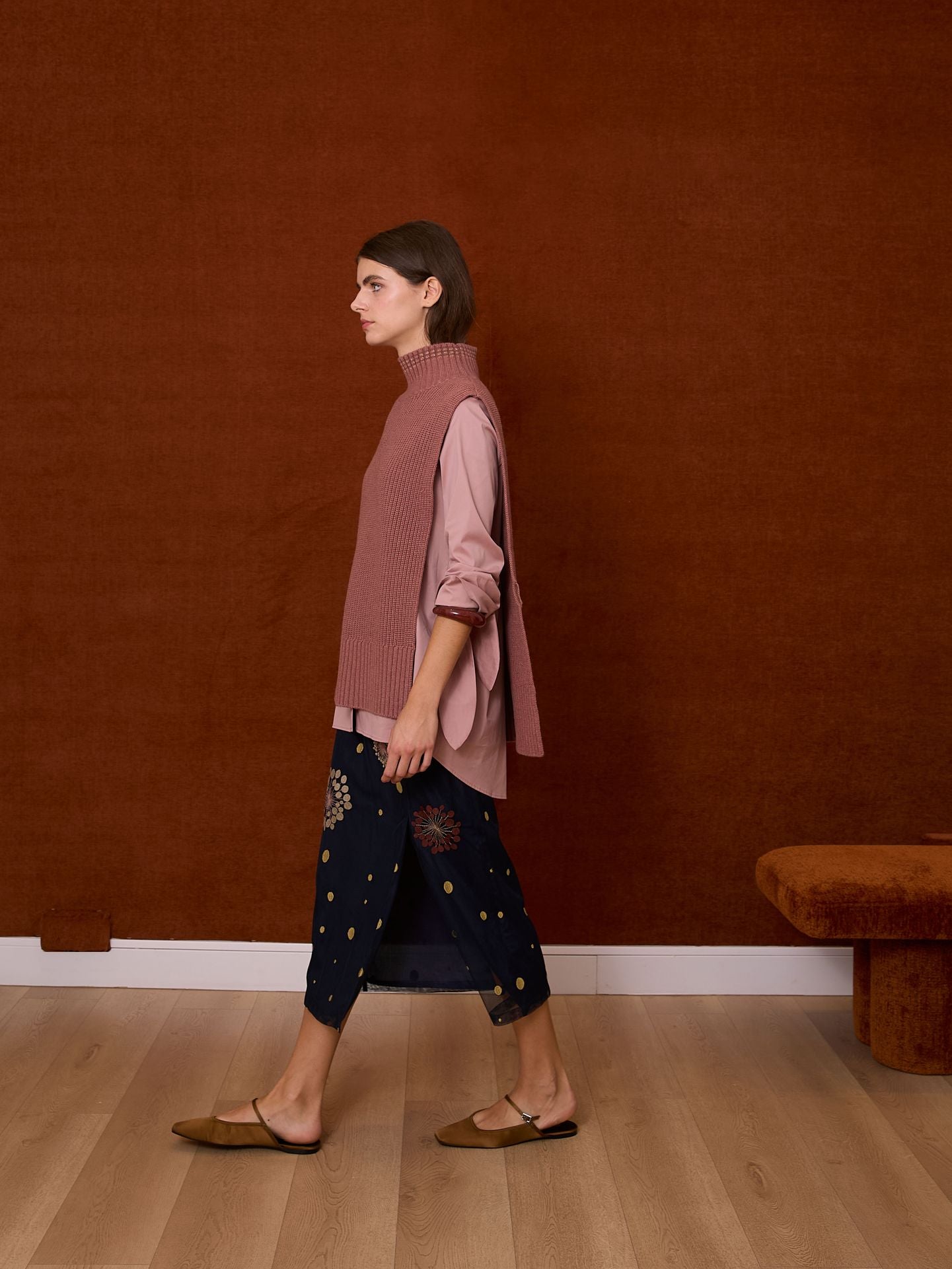 Falda azul midi de tul