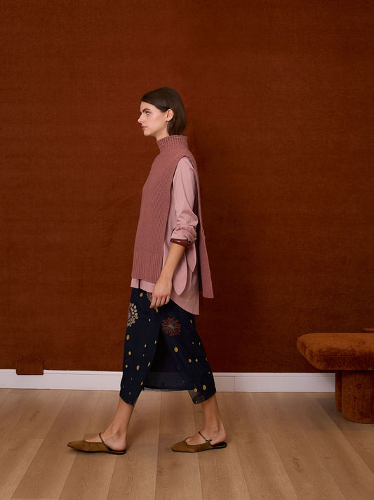 Falda azul midi de tul