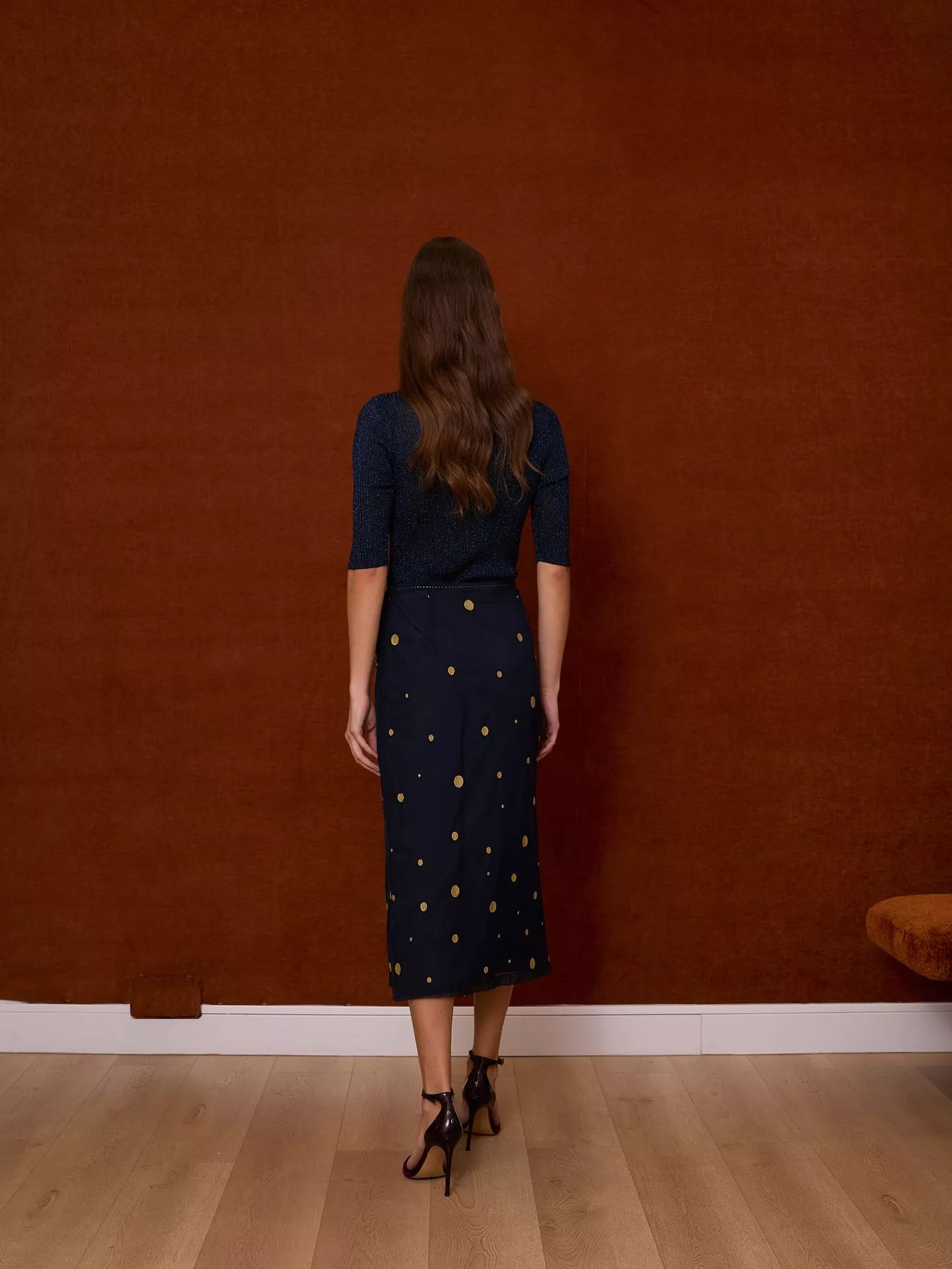 Falda azul midi de tul