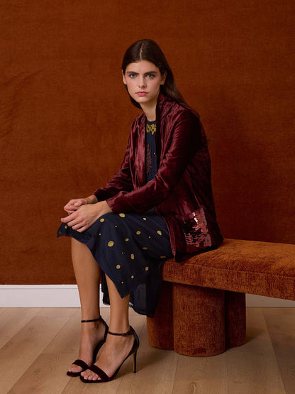 Blazer de terciopelo y lentejuelas marrón