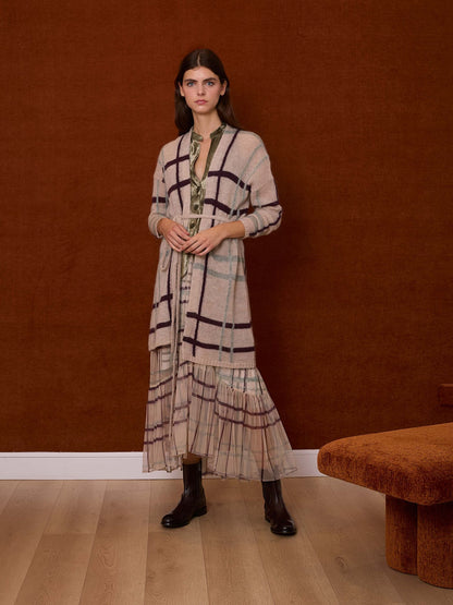 Chaqueta de cuadros color crudo