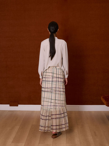 Falda tul cuadros verde