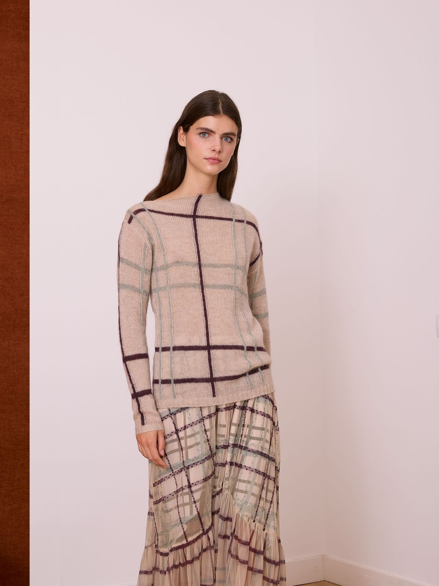 Jersey de cuadros color crudo