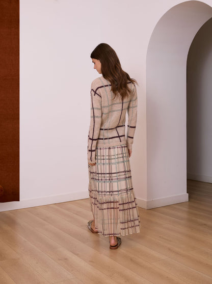 Falda tul cuadros verde