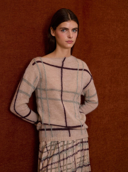 Jersey de cuadros color crudo