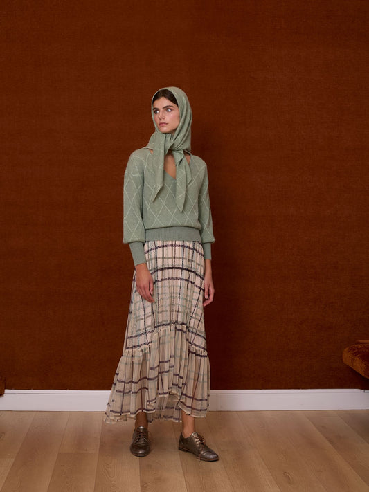 Jersey pico con rombos verde agua