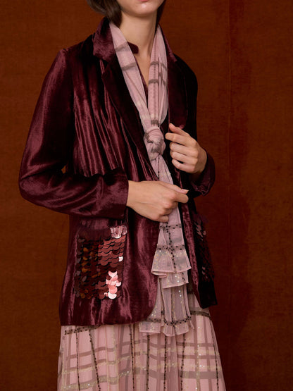 Blazer de terciopelo y lentejuelas marrón