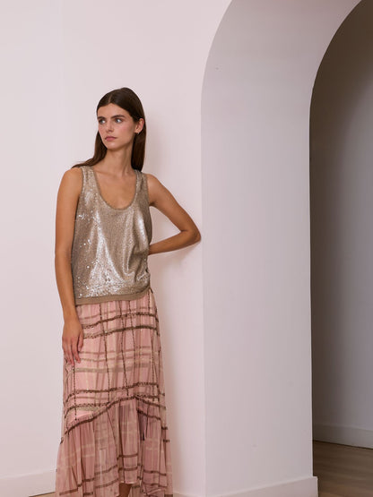 Top de lentejuelas plata vieja